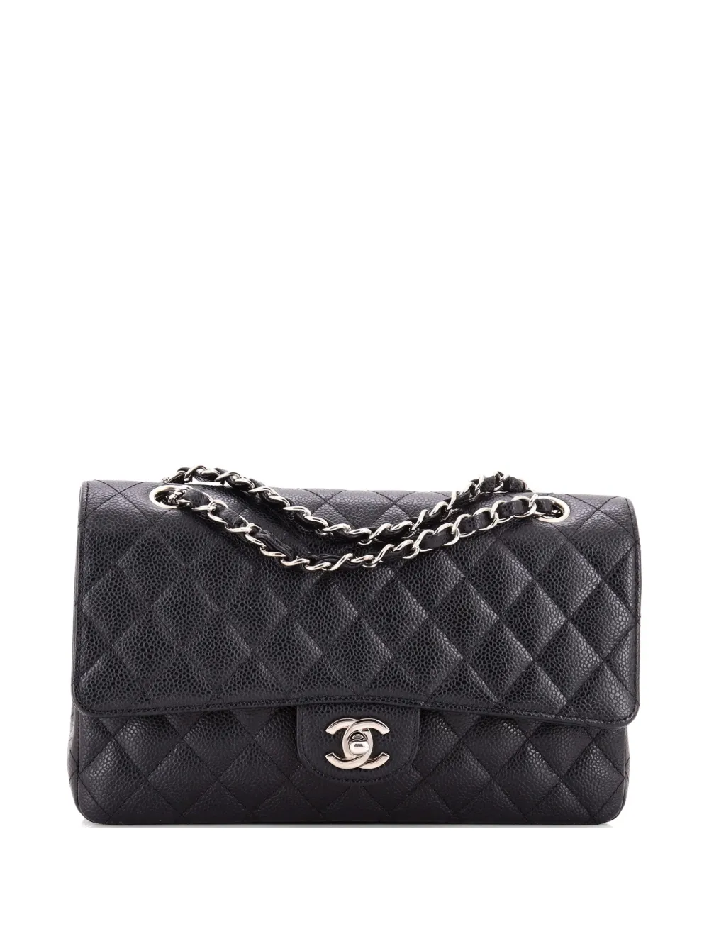 CHANEL Pre-Owned Classic Double Flap Bag Quilted Caviar Medium shoulder bag - Nero