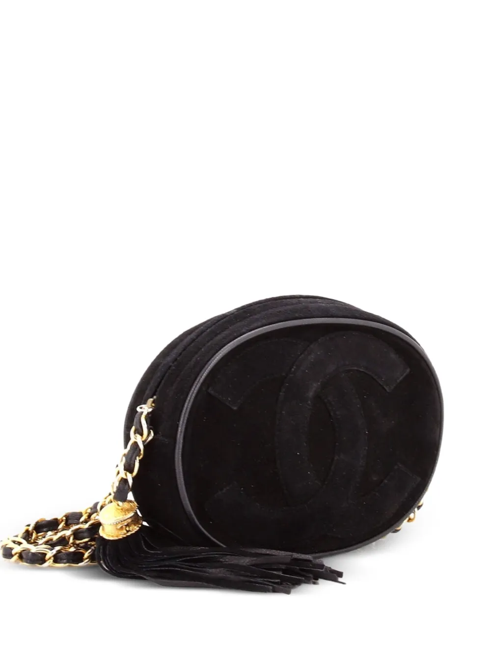 CHANEL Pre-Owned Oval CC Tassel Suede Mini crossbody bag - Nero