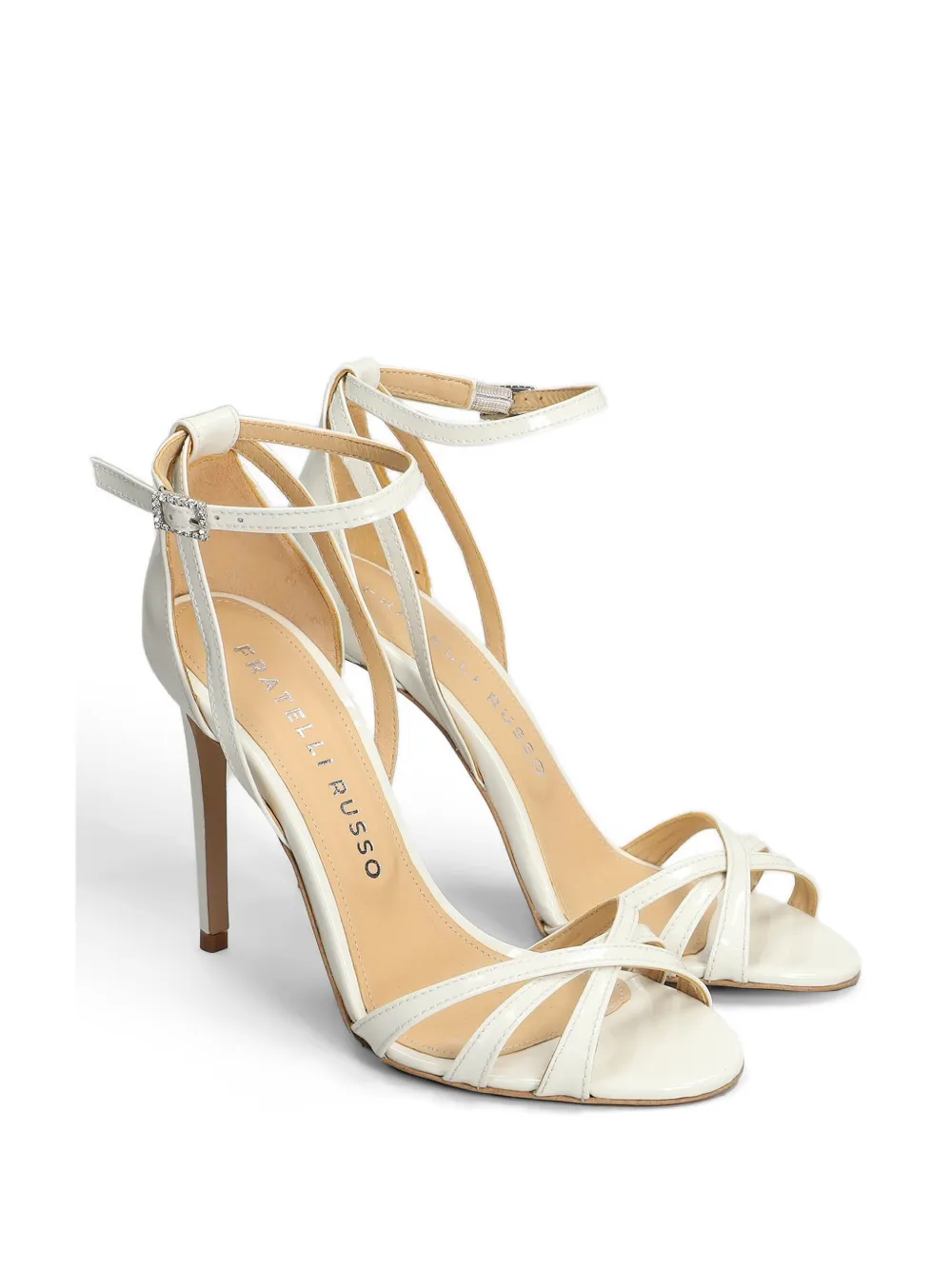 Fratelli Russo patent-finish strappy sandals Beige