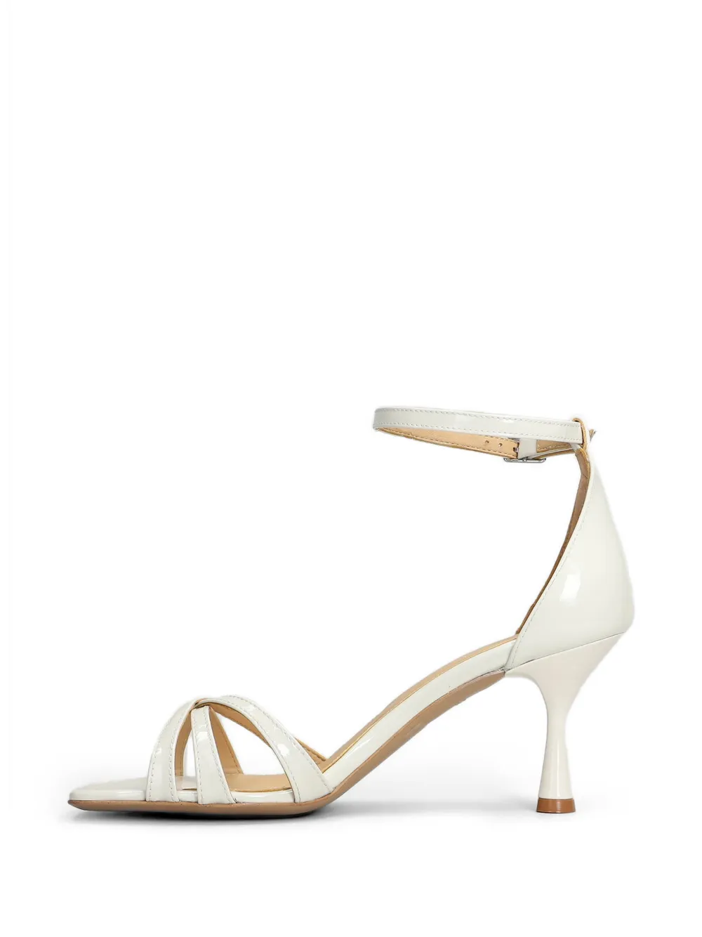 Fratelli Russo patent-finish crossover-strap sandals Wit