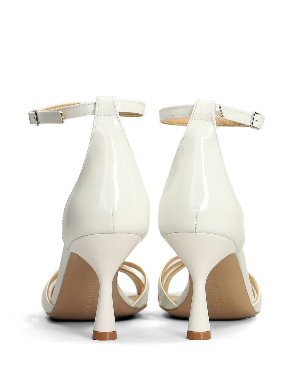 Fratelli Russo patent-finish crossover-strap sandals Wit