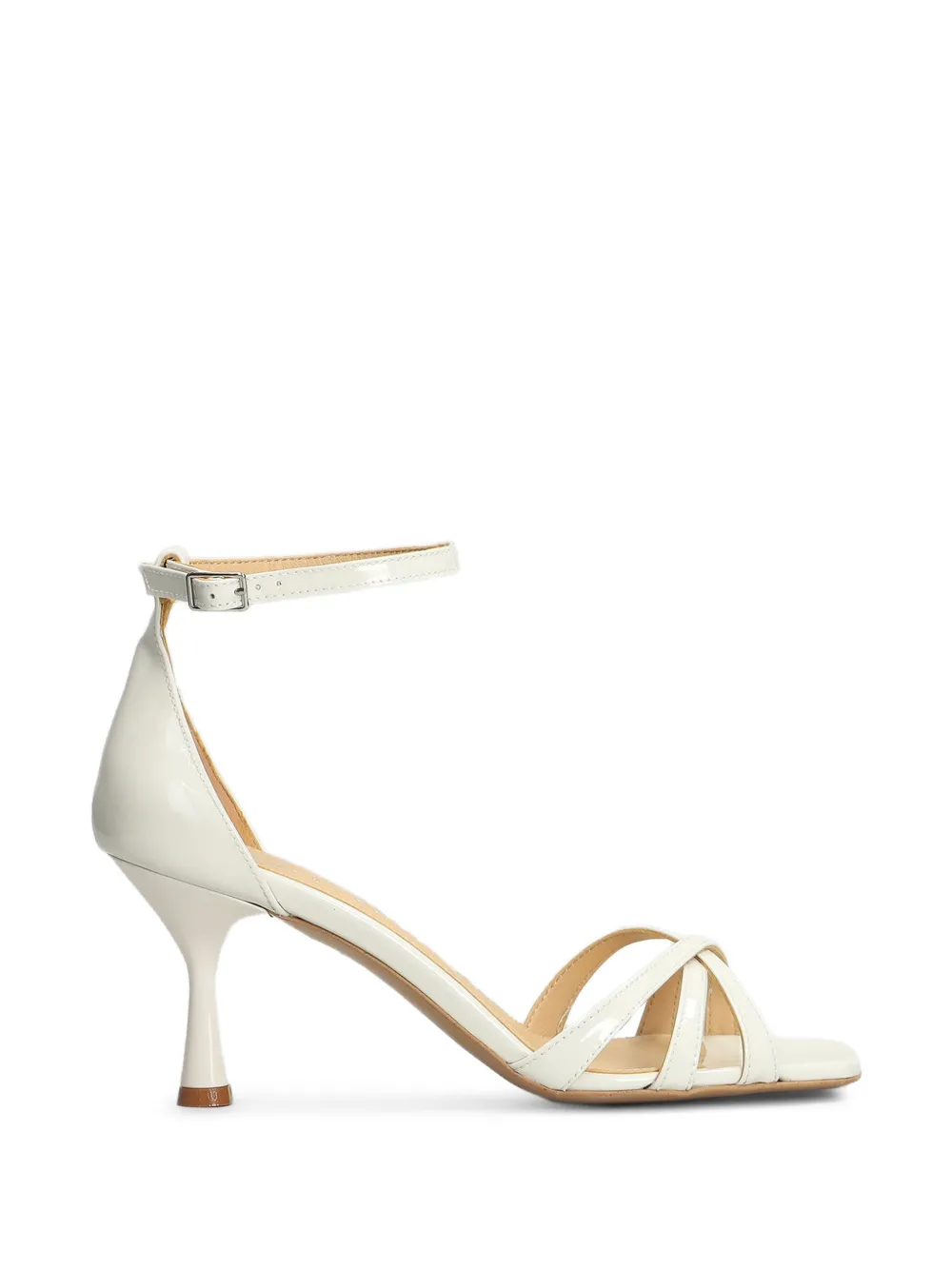 Fratelli Russo patent-finish crossover-strap sandals Wit