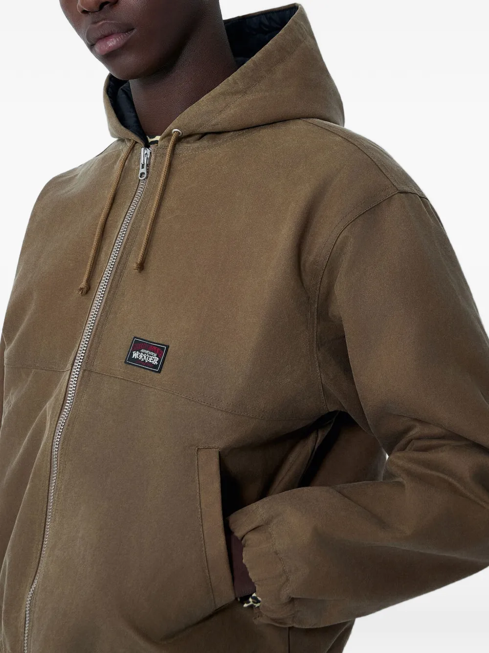 Stüssy Jack met capuchon en logo-applicatie Bruin