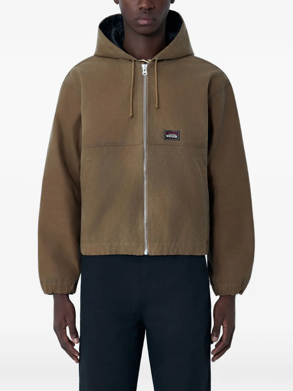 Stüssy logo-appliqué hooded jacket - Marrone