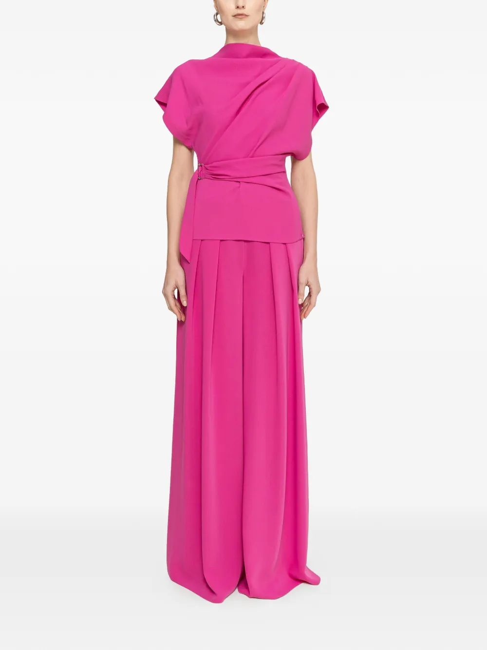 NISSA Gedrapeerde chiffon top Roze