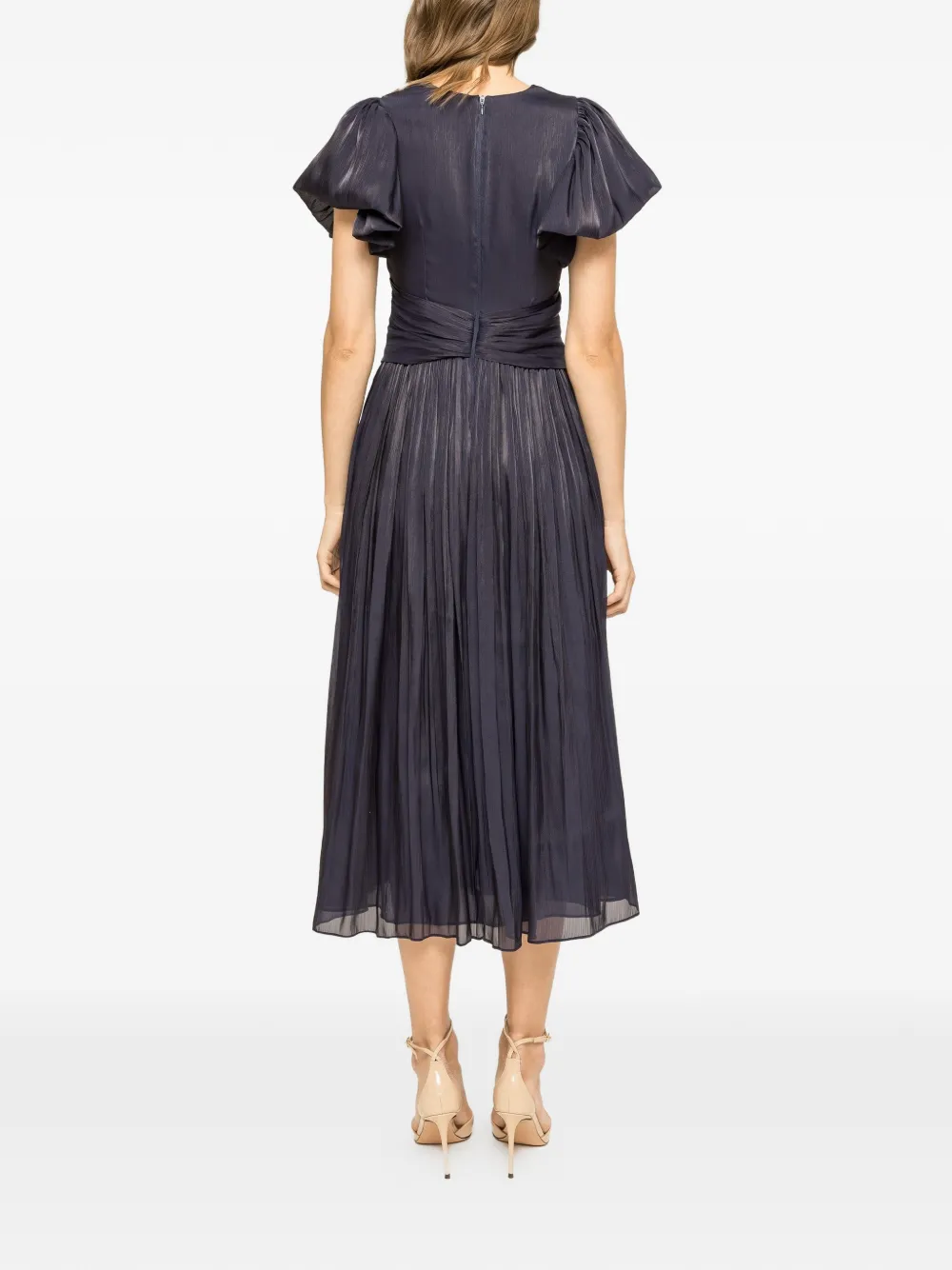 NISSA Geplooide midi-jurk met kristallen Blauw