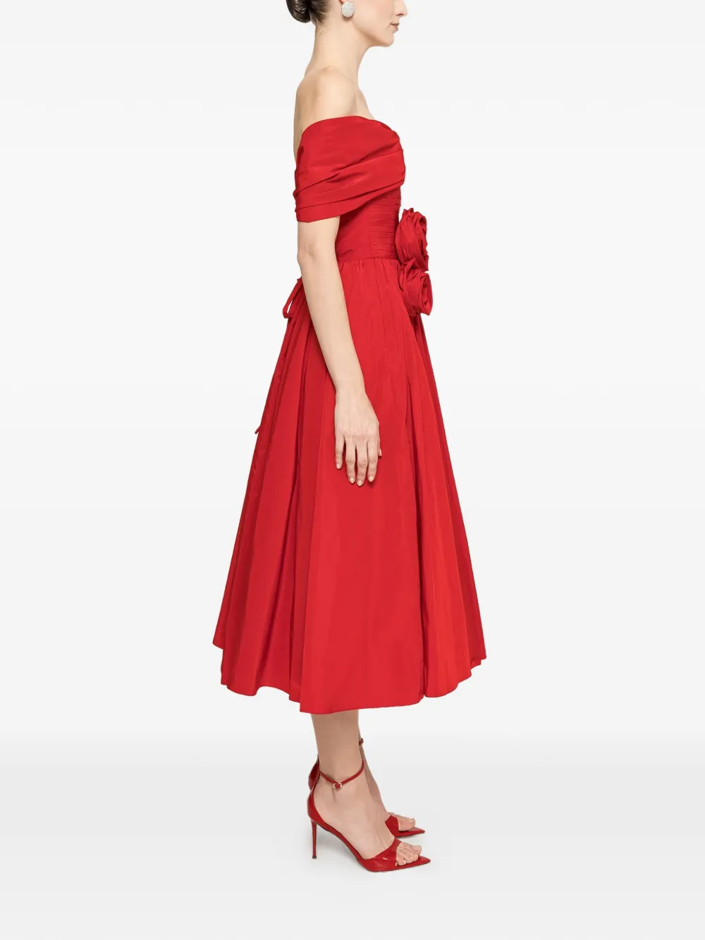 NISSA Off-shoulder jurk Rood
