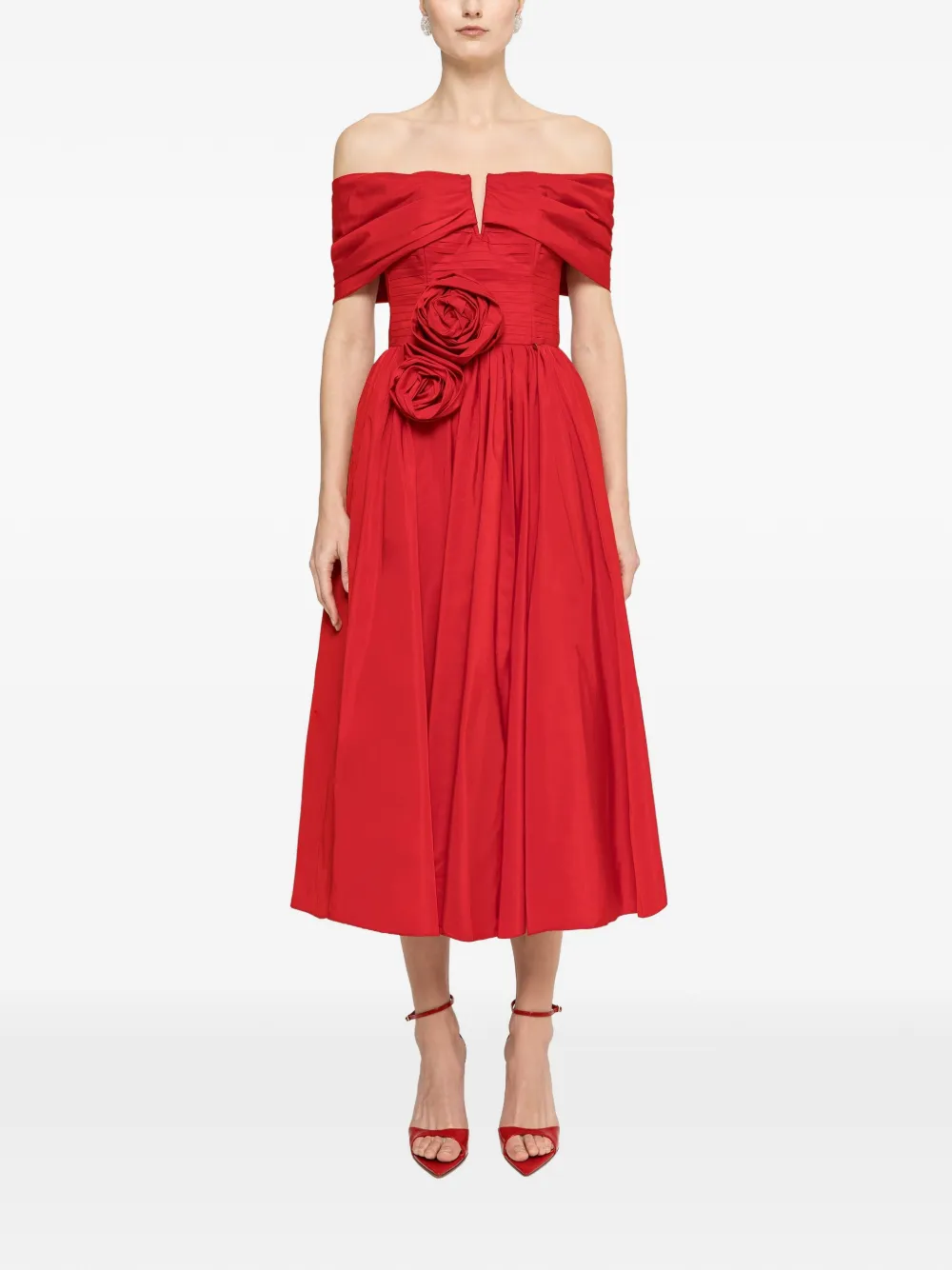 NISSA off-shoulder floral dress - Red