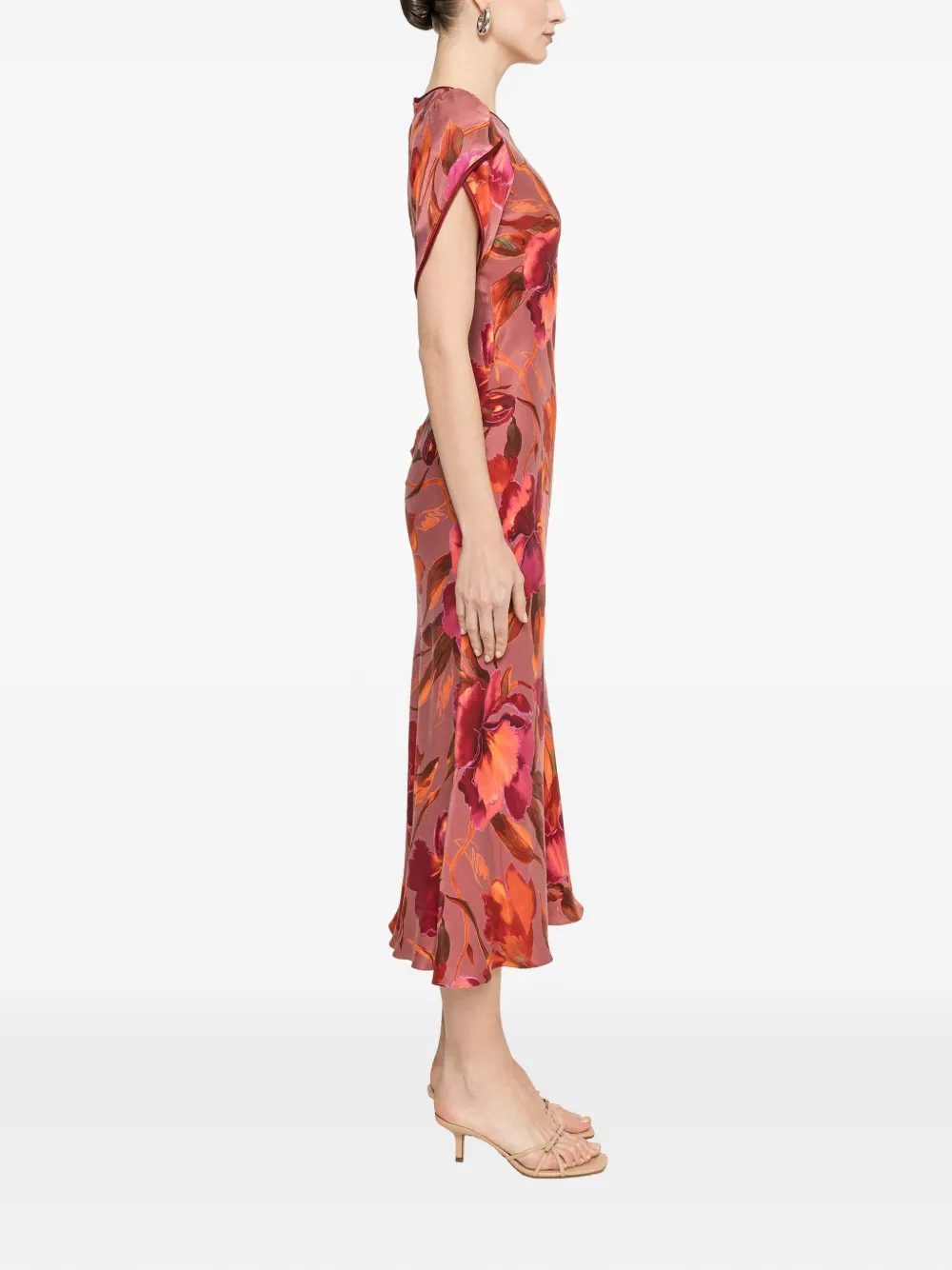 NISSA Cupro midi-jurk met print Roze