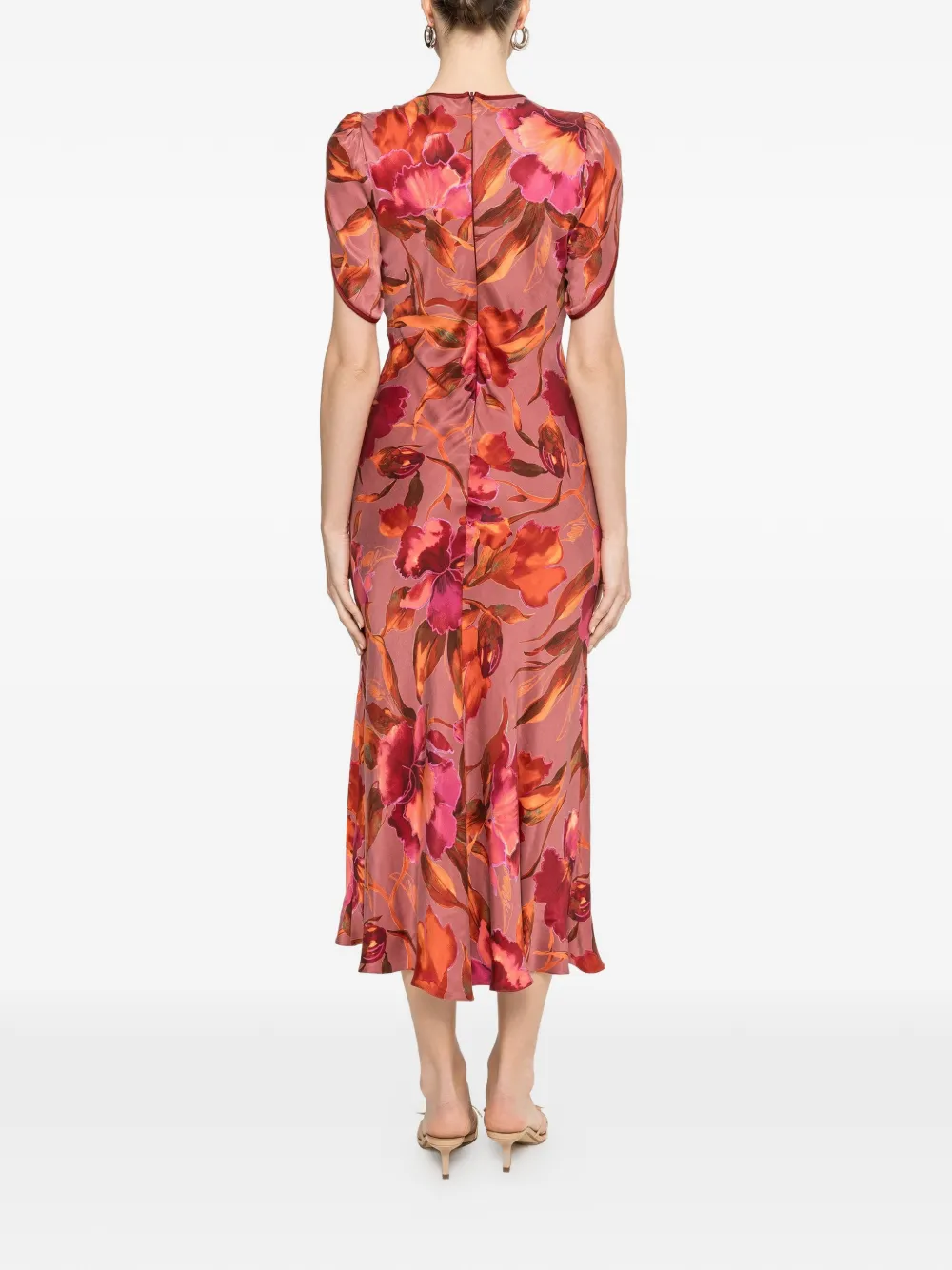 NISSA Cupro midi-jurk met print Roze