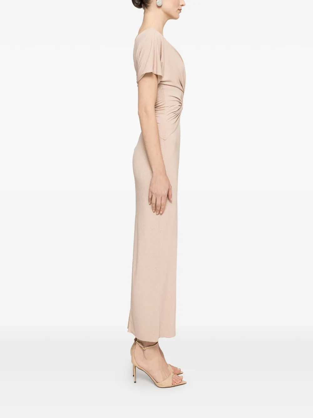 NISSA Maxi-jurk met glitter en V-hals Beige