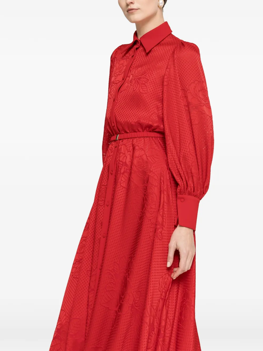 NISSA belted midi dress - Rosso