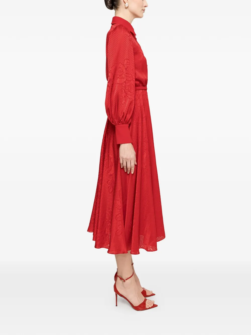 NISSA Midi-jurk met ceintuur Rood