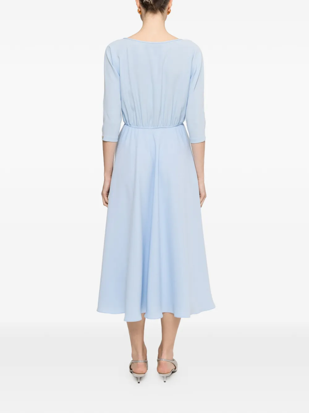 NISSA Crêpe midi-jurk met parel-detail Blauw
