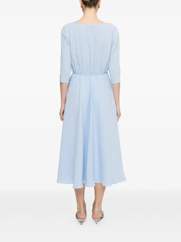 blue crepe midi dress Steel Principles Frill Detail Crepe Midi Dress
