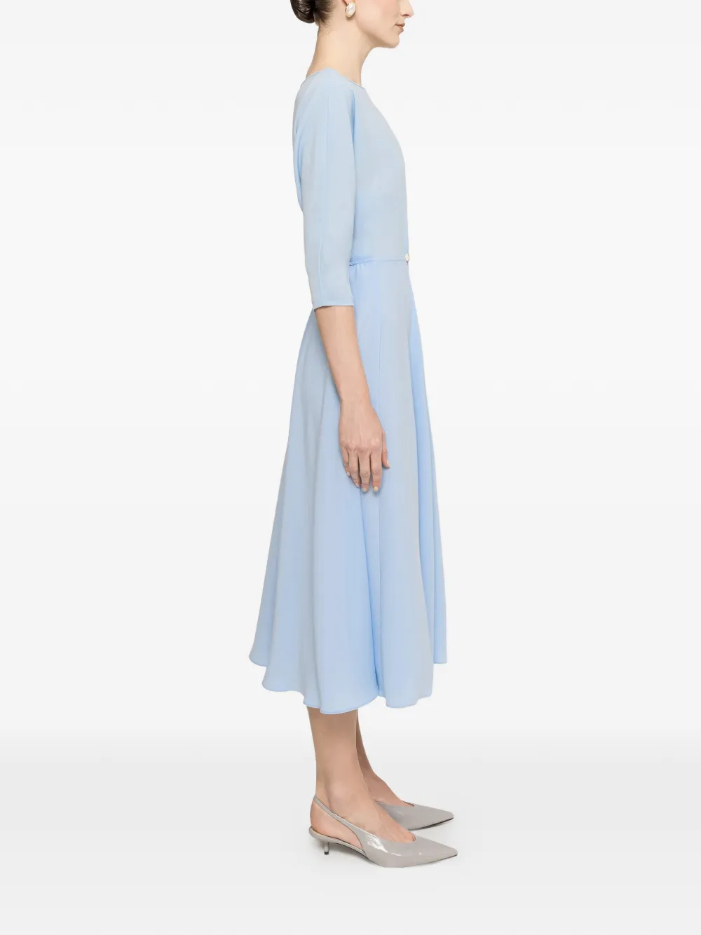 NISSA Crêpe midi-jurk met parel-detail Blauw