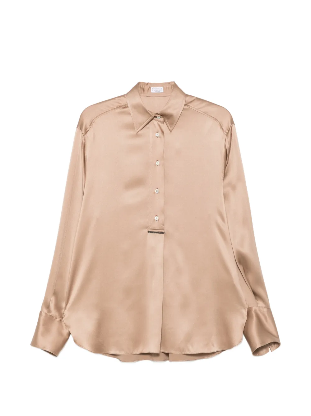 Brunello Cucinelli long-sleeve silk-blend blouse - Toni neutri