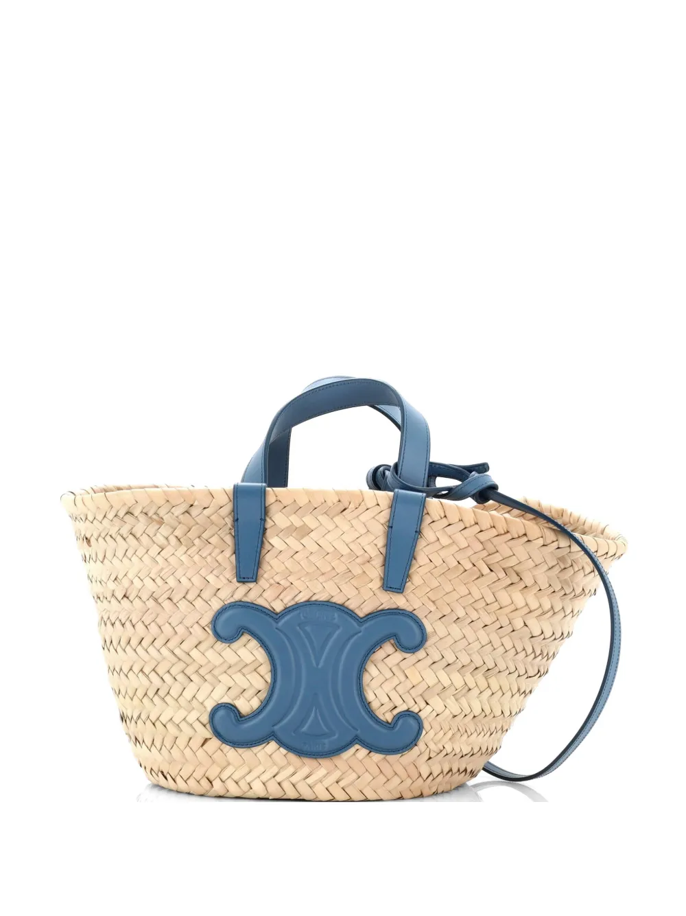 Celine Pre-Owned Classic Panier Basket Raffia and Leather Teen tote bag - Blu
