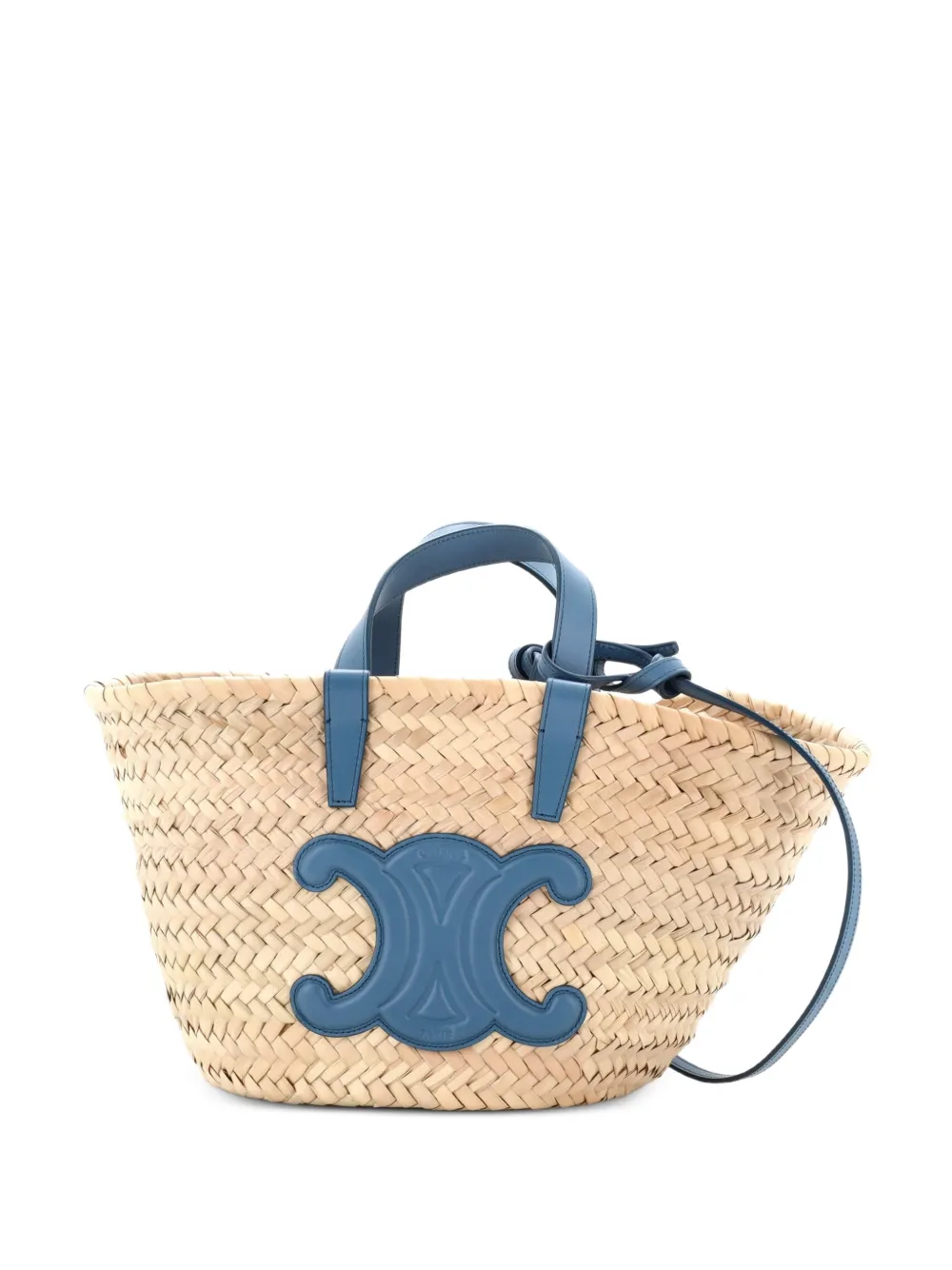 Celine Pre-Owned Classic Panier Basket Raffia and Leather Teen tote bag - Blu