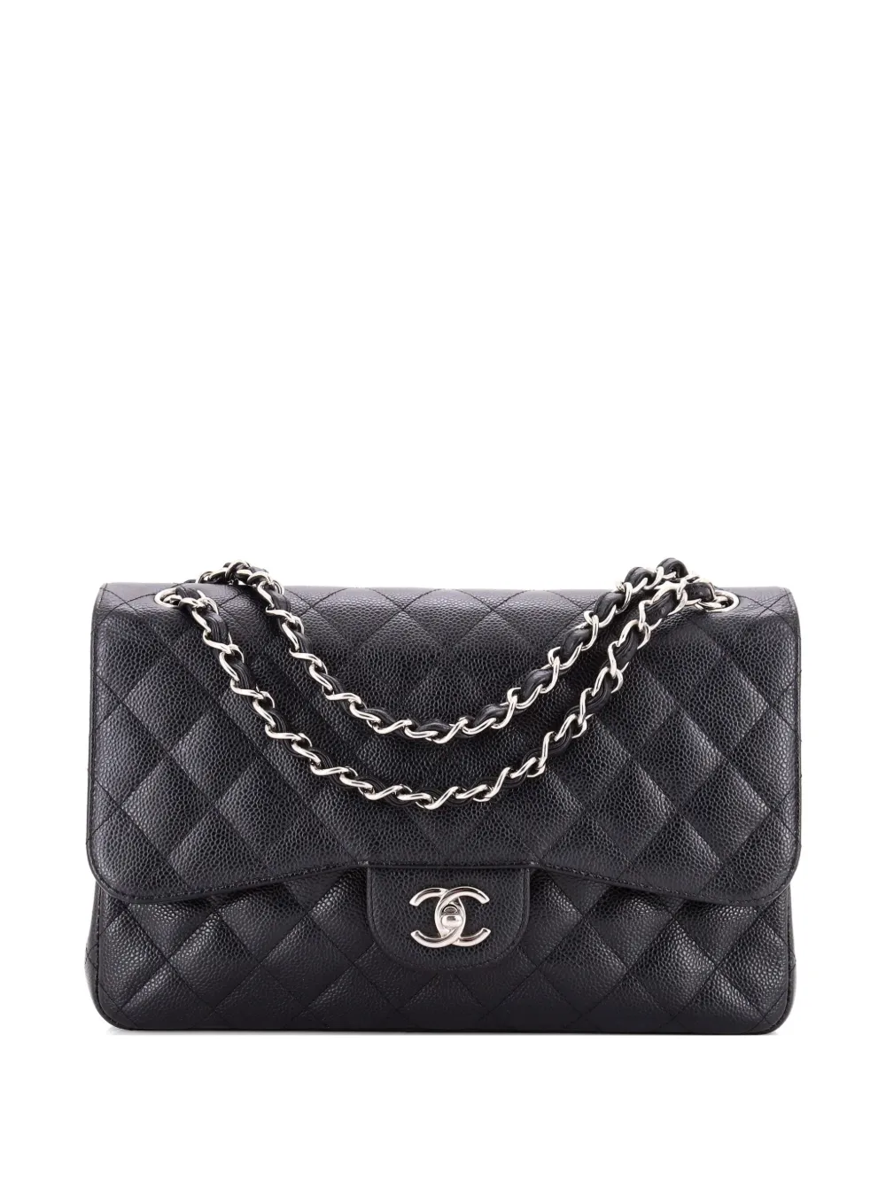 CHANEL Pre-Owned Classic Double Flap Bag Quilted Caviar Jumbo shoulder bag - Nero