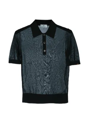Coperni Striped Sheer Polo Top | Black | FARFETCH