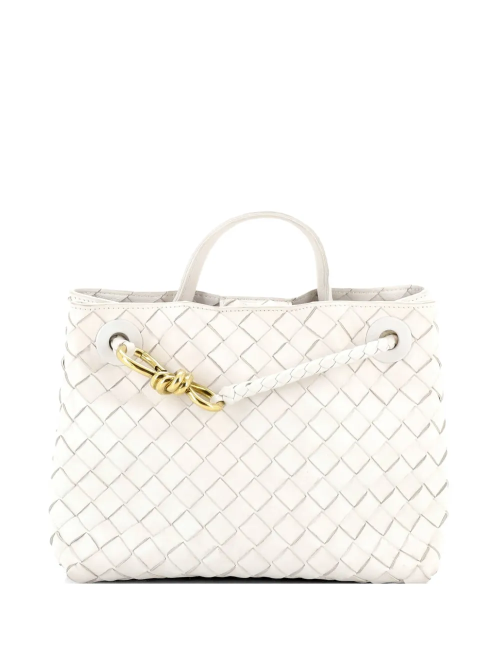 Bottega Veneta Pre-Owned Andiamo Top Handle Bag Intrecciato Nappa Small satchel - Bianco