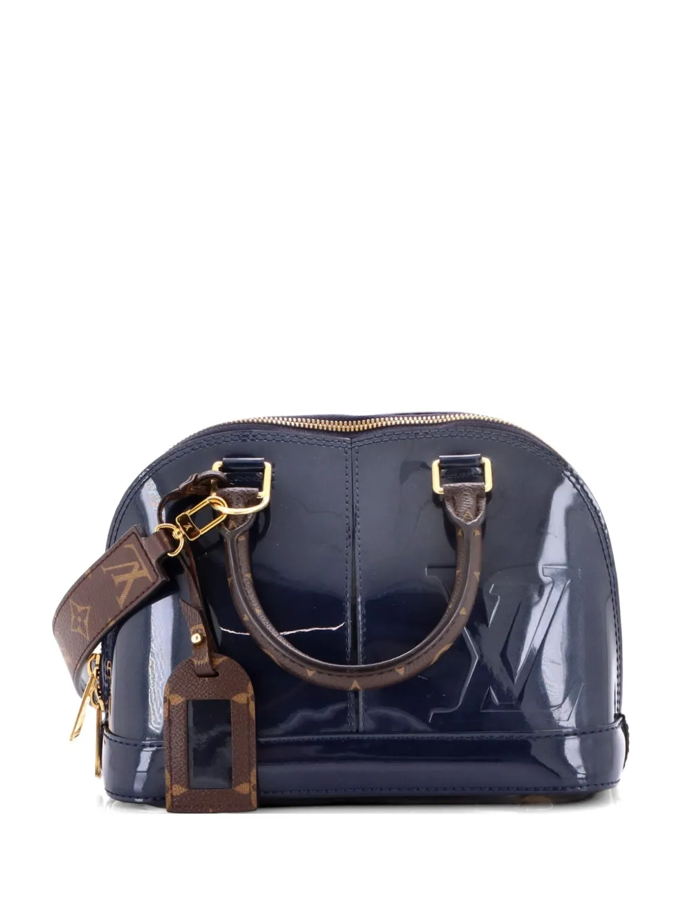 Louis Vuitton Alma Vernis BB Satchel-Tasche aus Canvas mit Monogramm in Blau Monogram-Leder