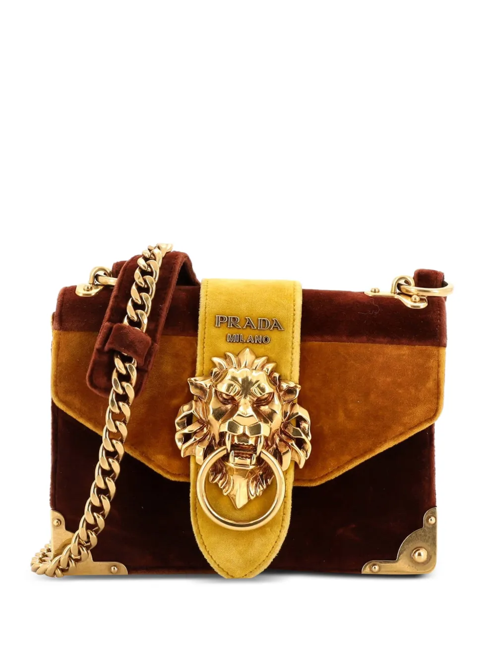 Prada Pre-Owned Animalier Cahier Velvet Small crossbody bag - Marrone