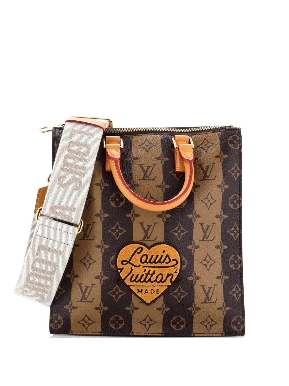 Louis Vuitton Pre-Owned Nigo Sac Plat Cross Limited Edition Stripes Monogram Canvas crossbody bag - Marrone