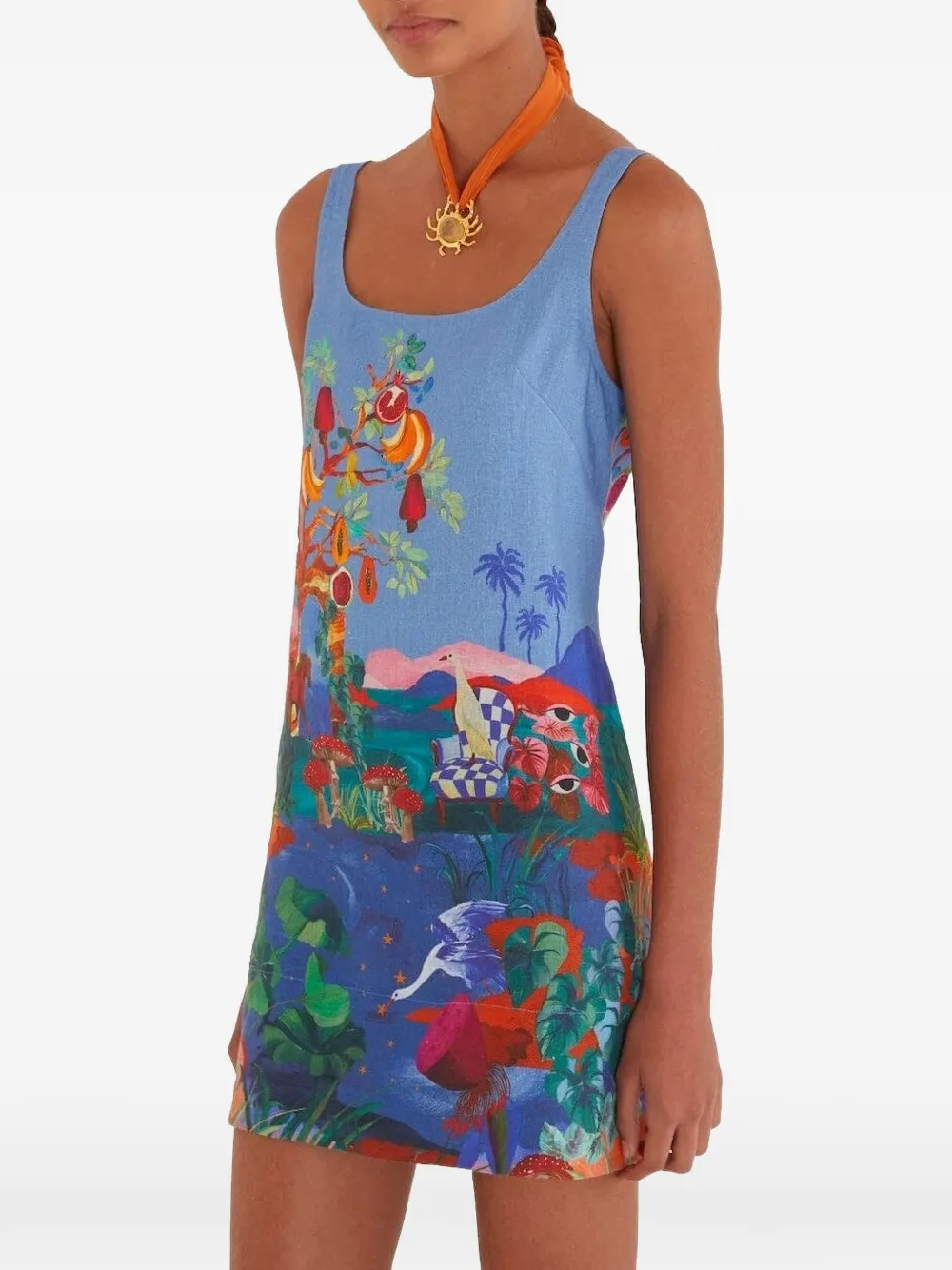 FARM Rio dream landscape mini dress - Blu