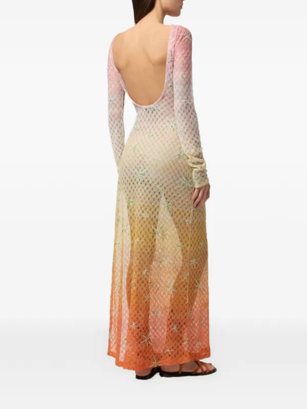 missoni orange dress Missoni halter neck plunging backless knit silk orange blue brown maxi dress at 1stDibs
