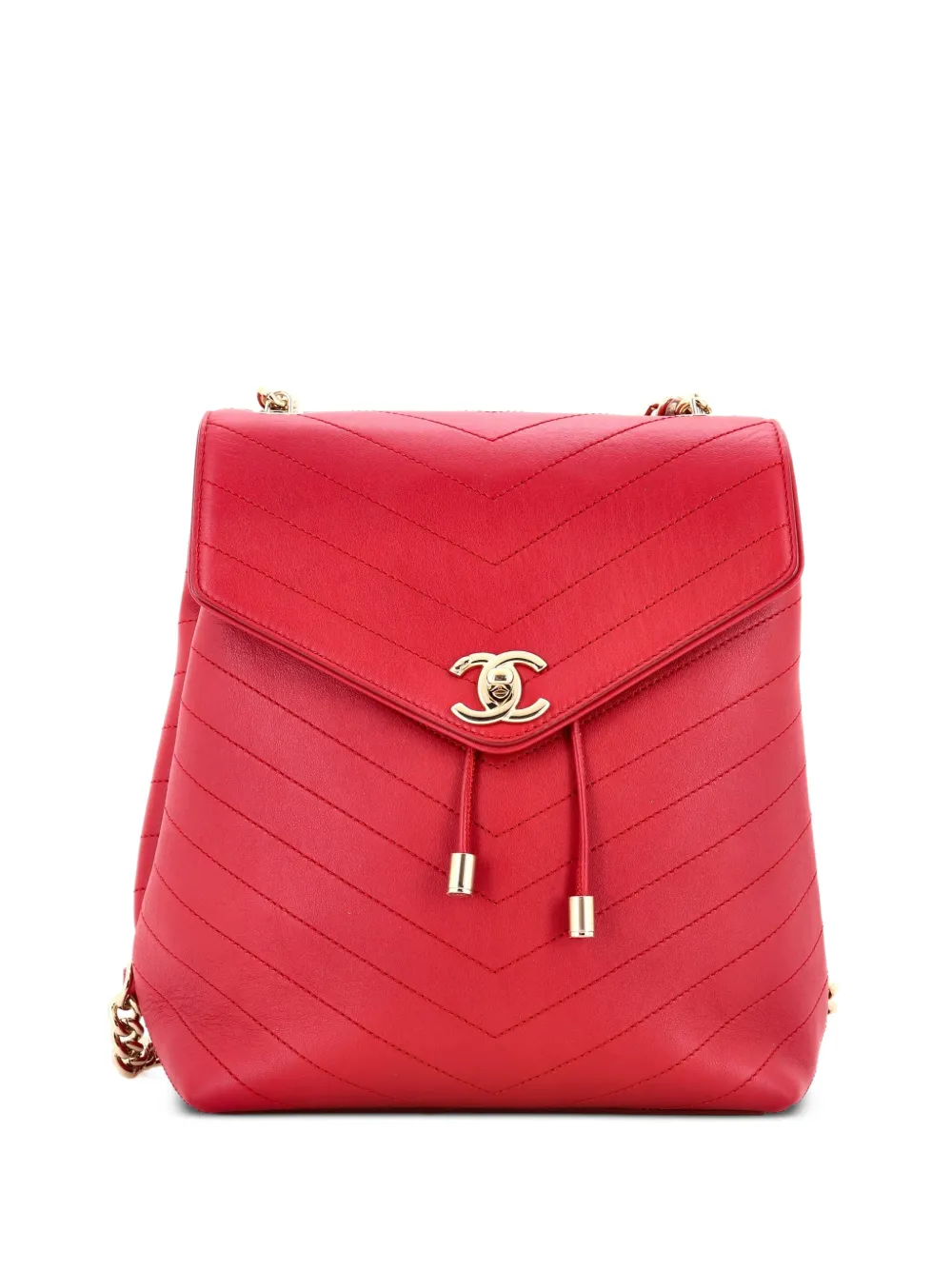CHANEL Pre-Owned Coco Chevron Stitched Calfskin Small backpack - Red
