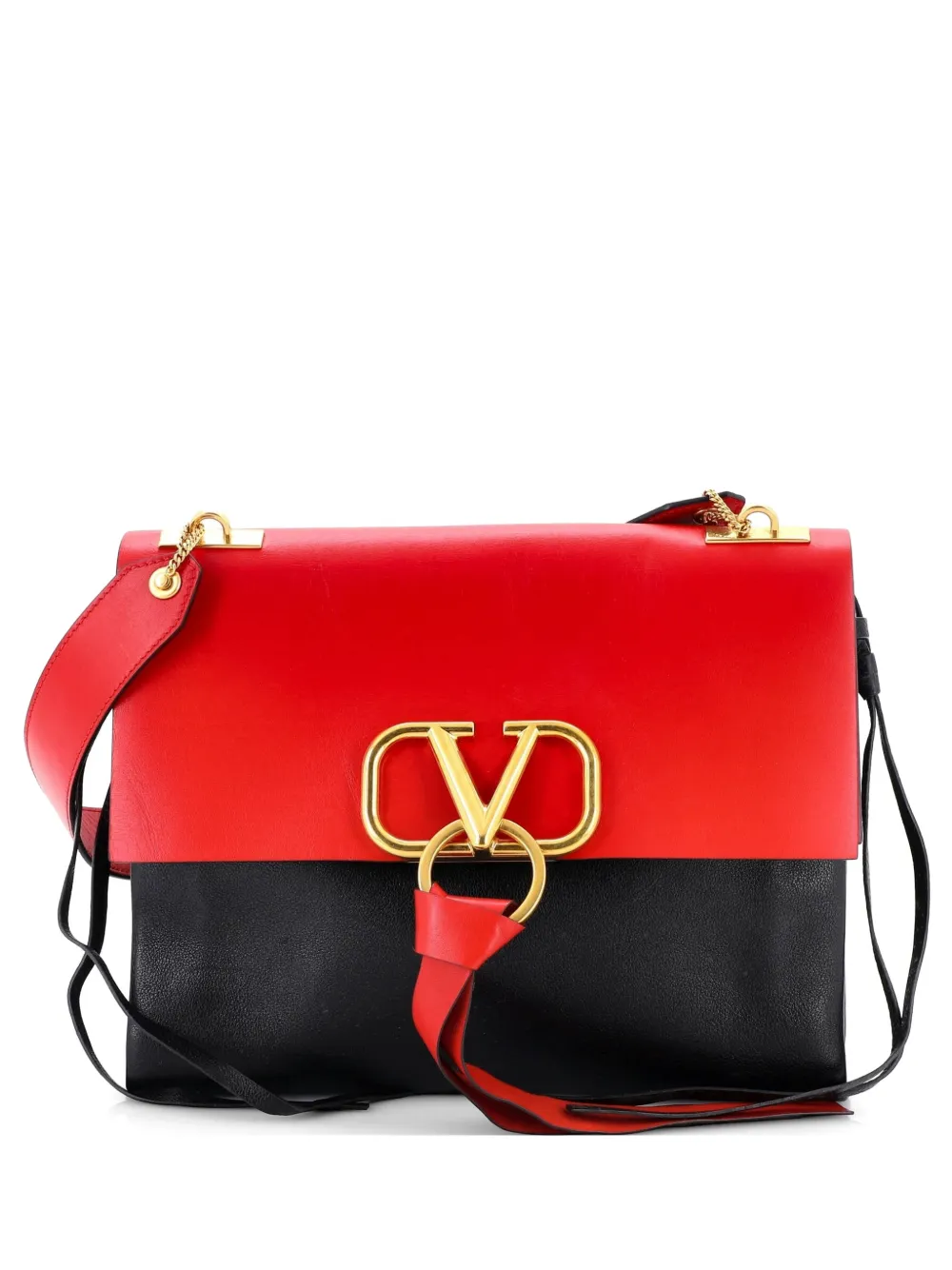 Valentino Garavani Pre-Owned VRing Shoulder Bag Leather Medium satchel - Nero