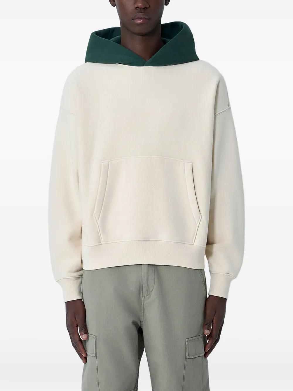 Stüssy logo-appliqué contrast-panel hoodie - Toni neutri