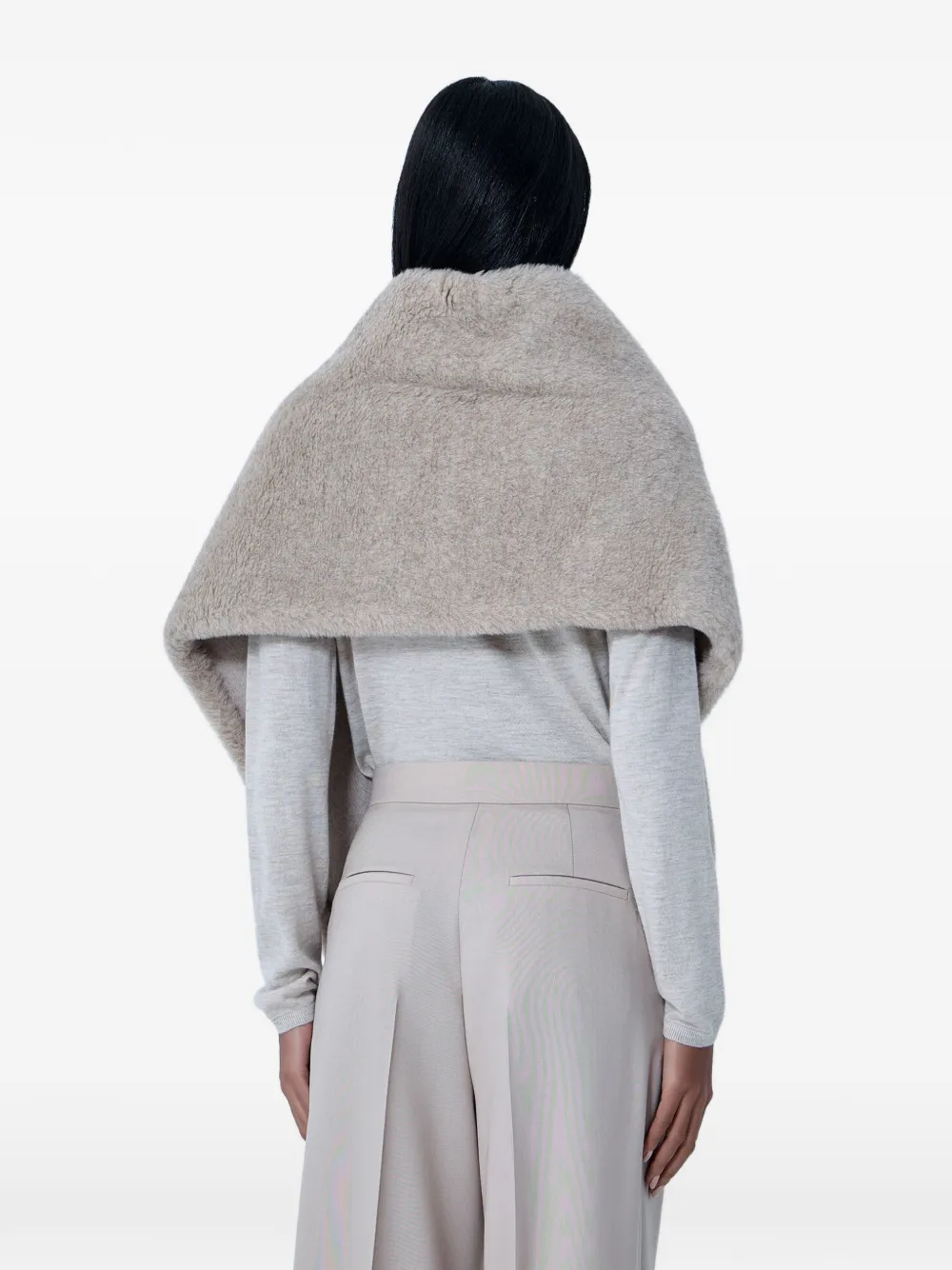  Max Mara écharpe Texturée à Bords Frangés - Gris 