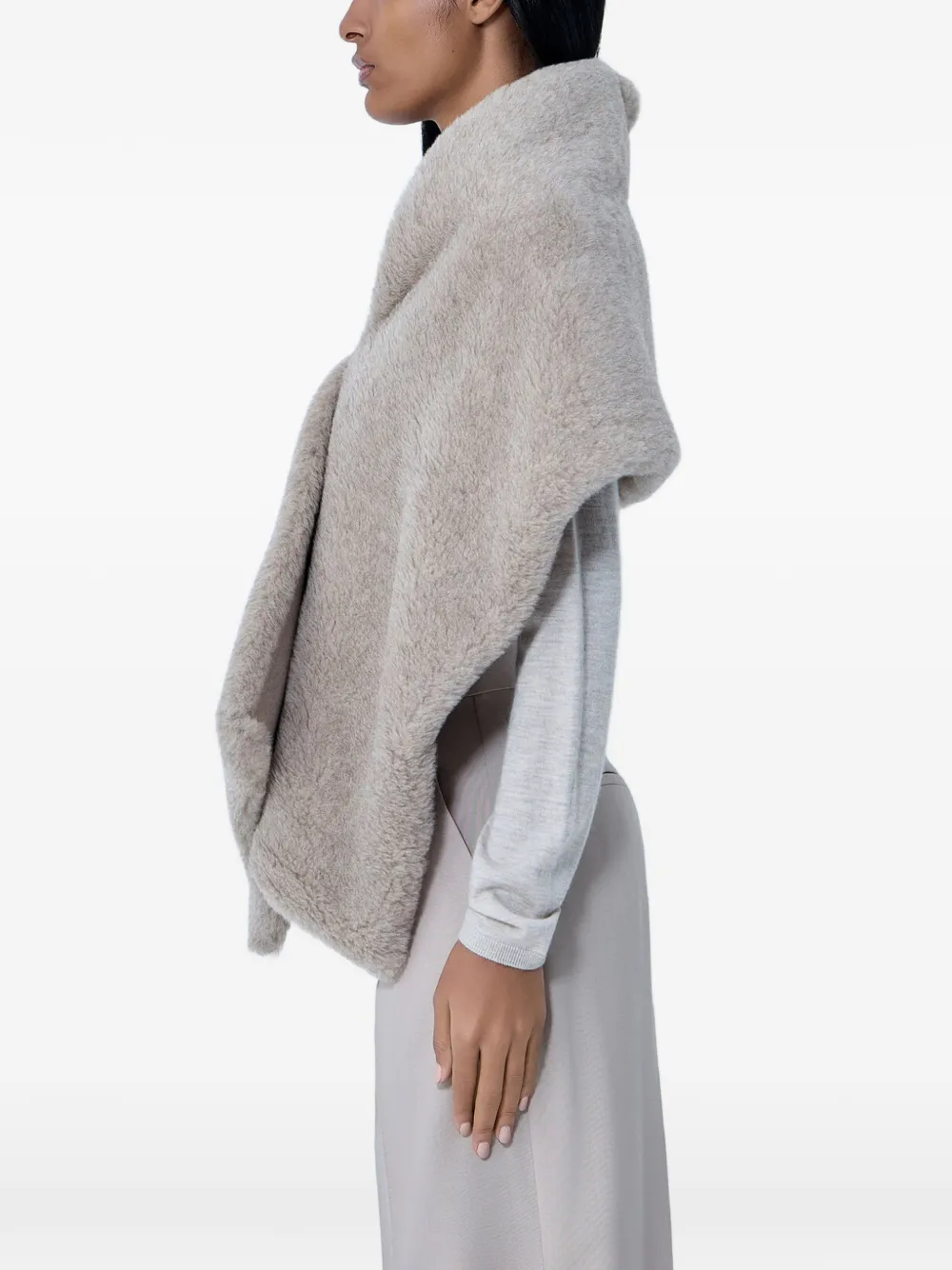  Max Mara écharpe Texturée à Bords Frangés - Gris 