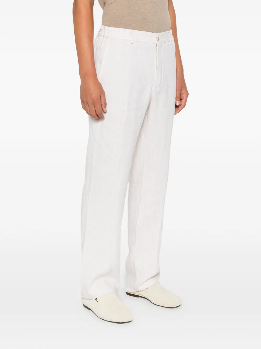 Incotex Linnen broek met elastische taille Beige