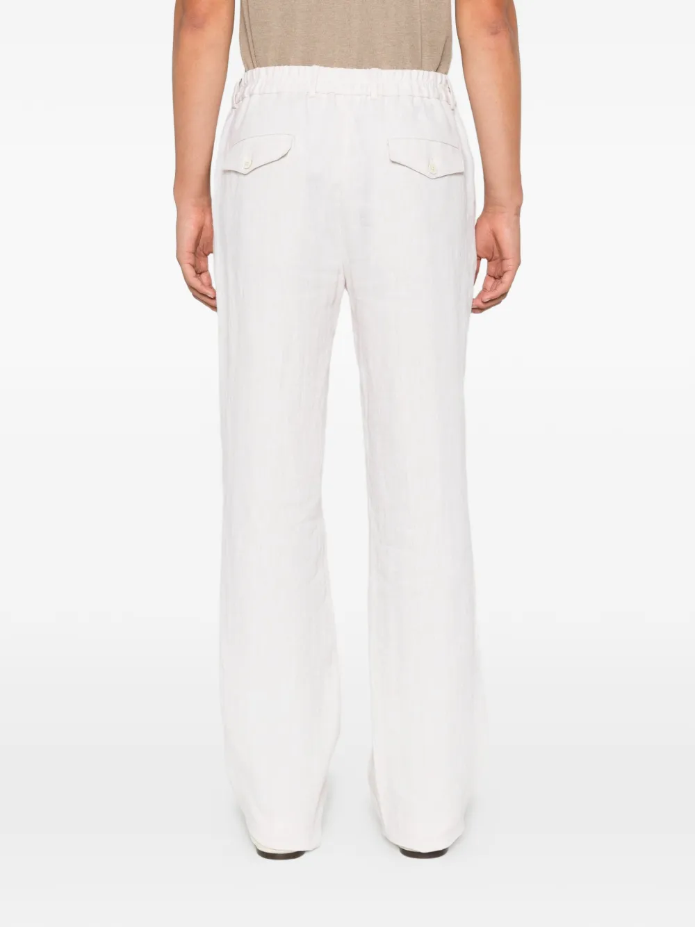 Incotex Linnen broek met elastische taille Beige