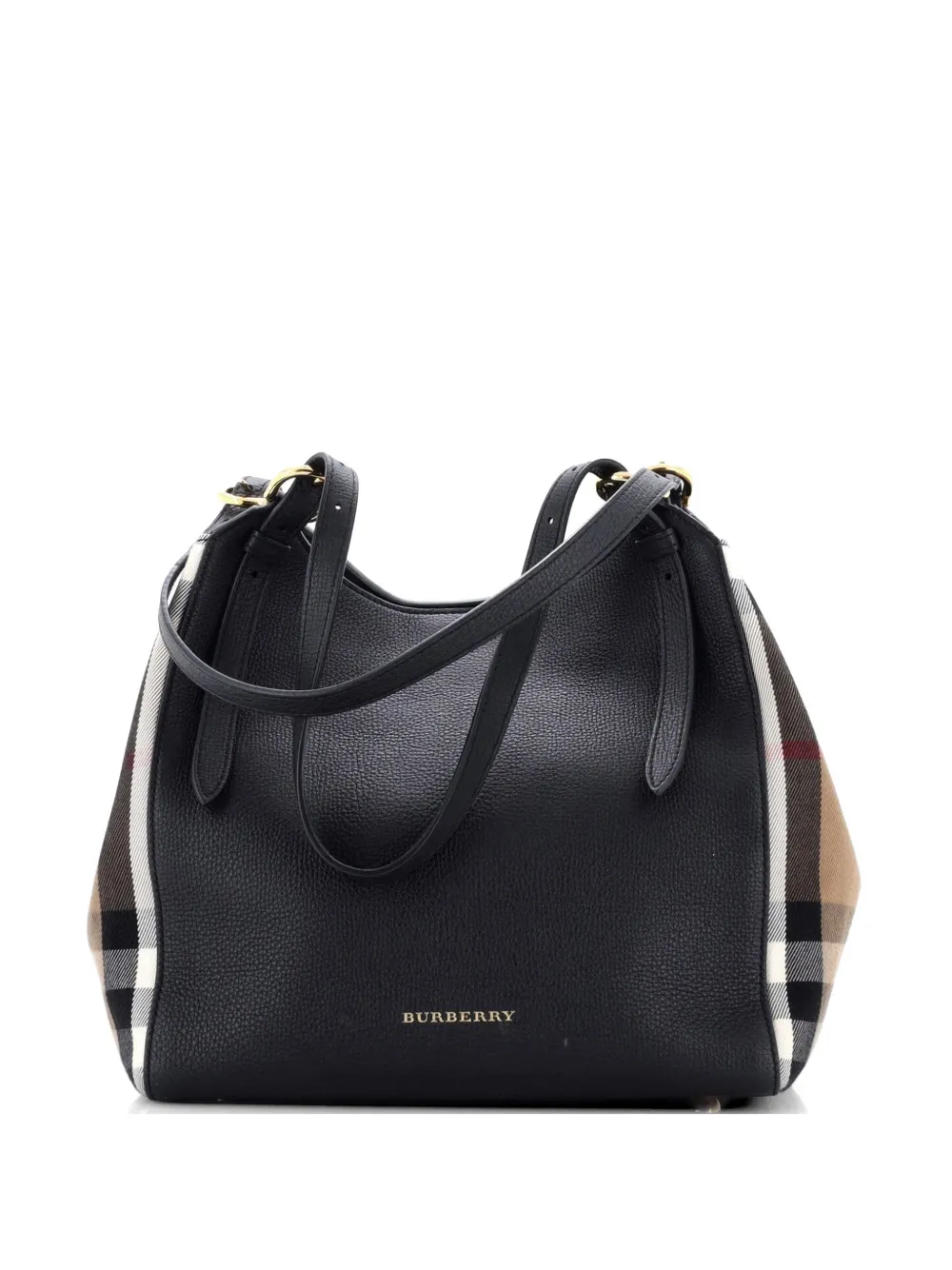 Burberry Pre-Owned Canterbury Leather and House Check Canvas Small tote bag - Schwarz