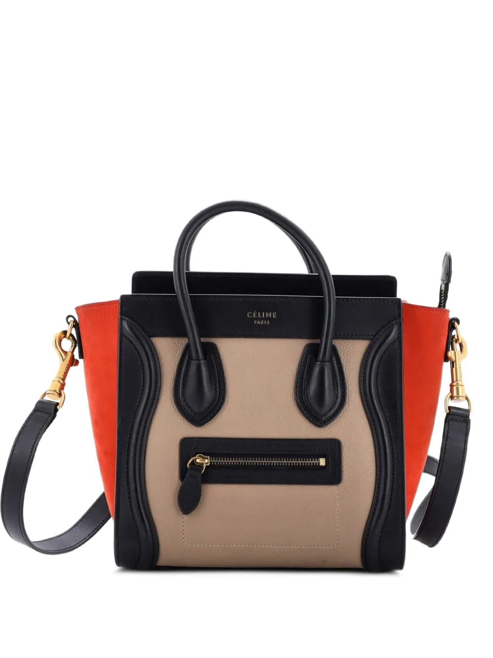 Celine Pre-Owned Tricolor Luggage Bag Leather Nano crossbody bag - Nero