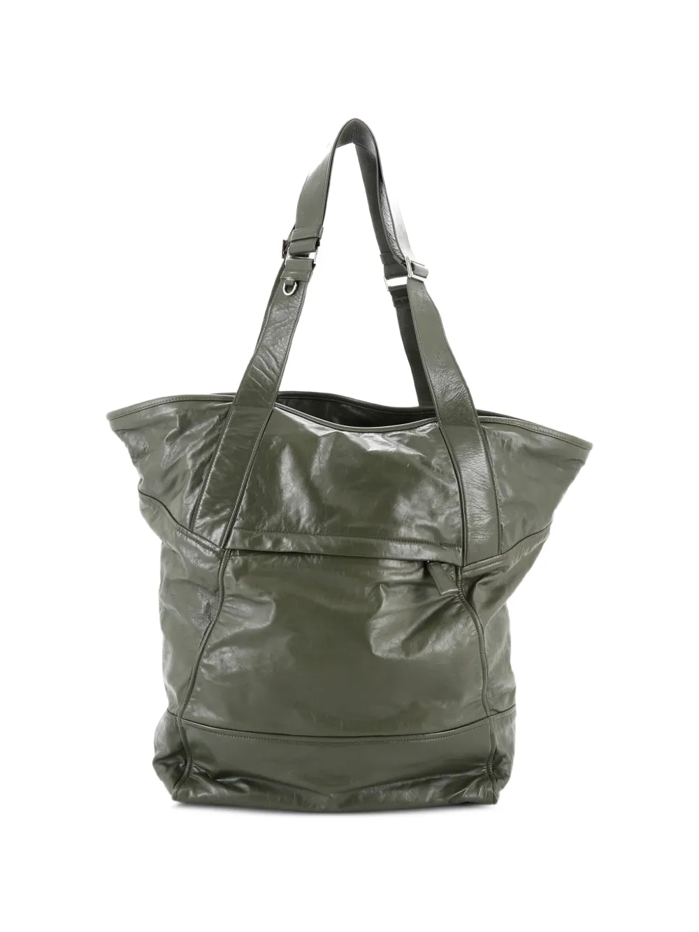 Prada Pre-owned Triple Front Pocket Leather Tall Tote Bag in Green, view 2