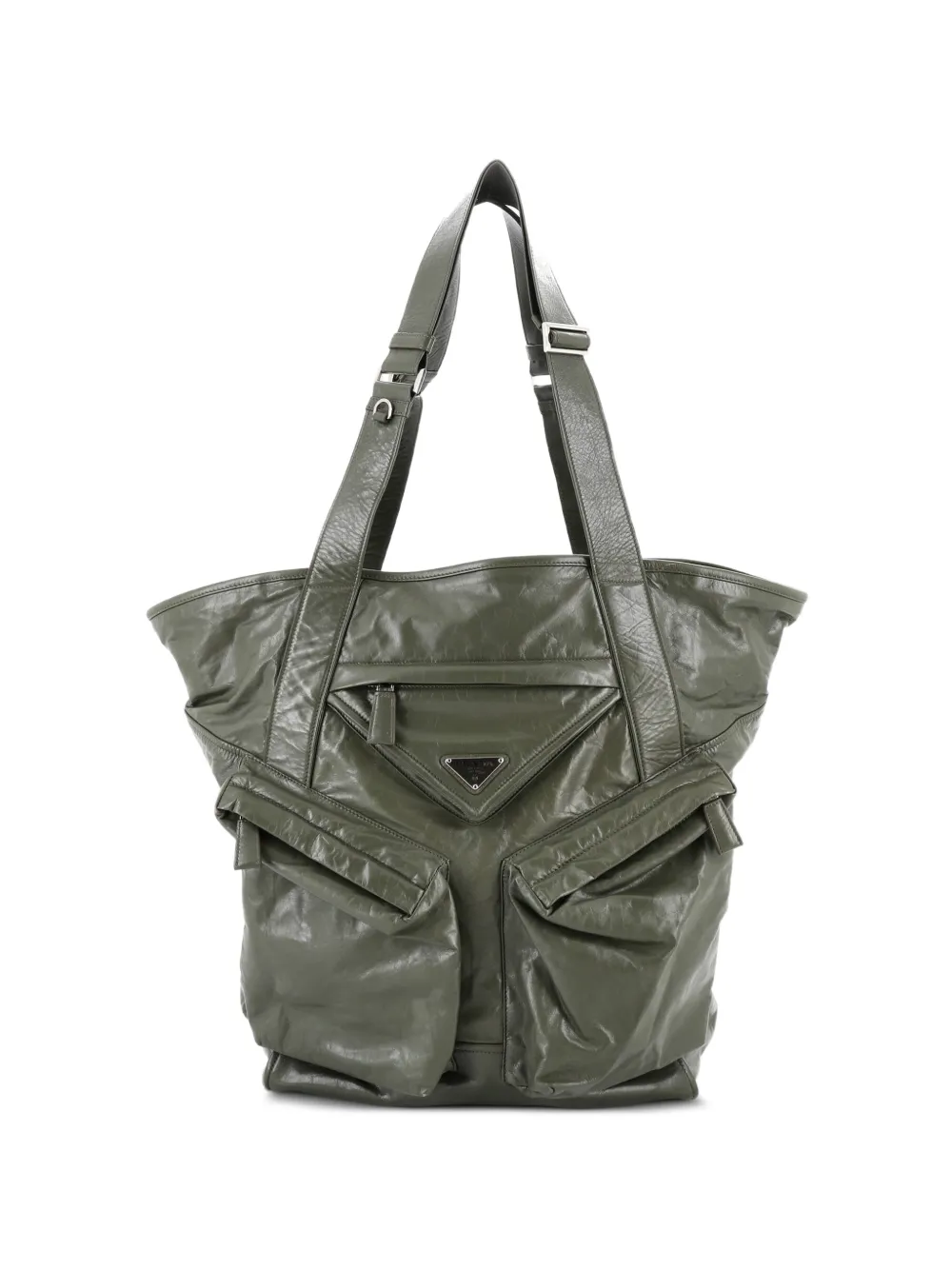 Prada Pre-Owned Triple Front Pocket Leather Tall tote bag - Verde