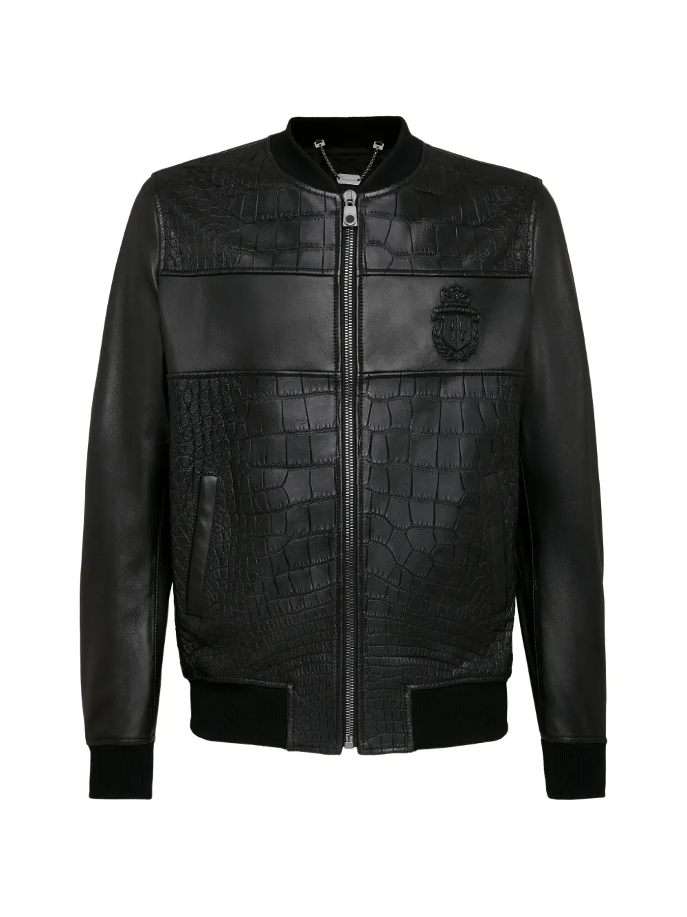 Billionaire crest leather jacket - Nero