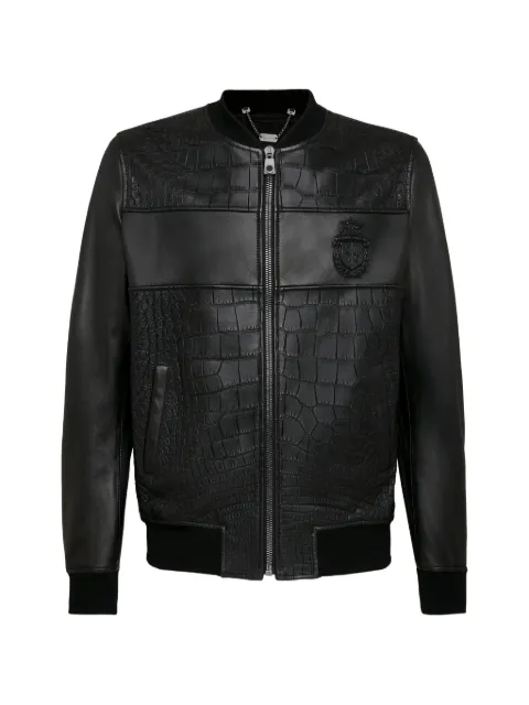 Billionaire crest leather jacket