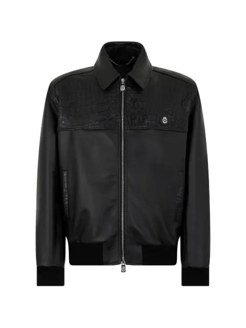 Billionaire monogram leather jacket