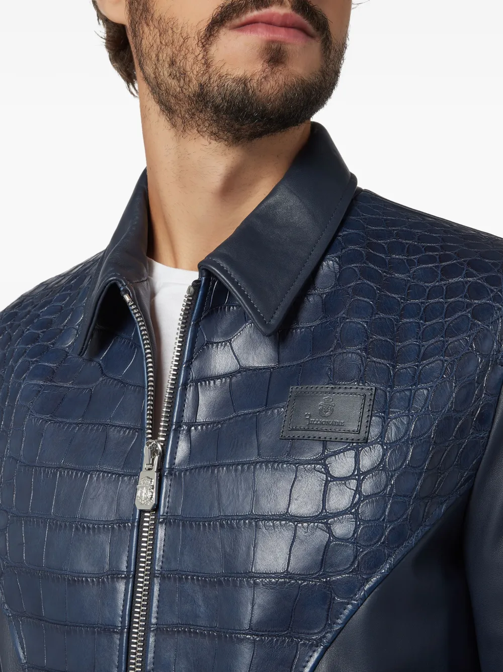 Billionaire Leren jack Blauw