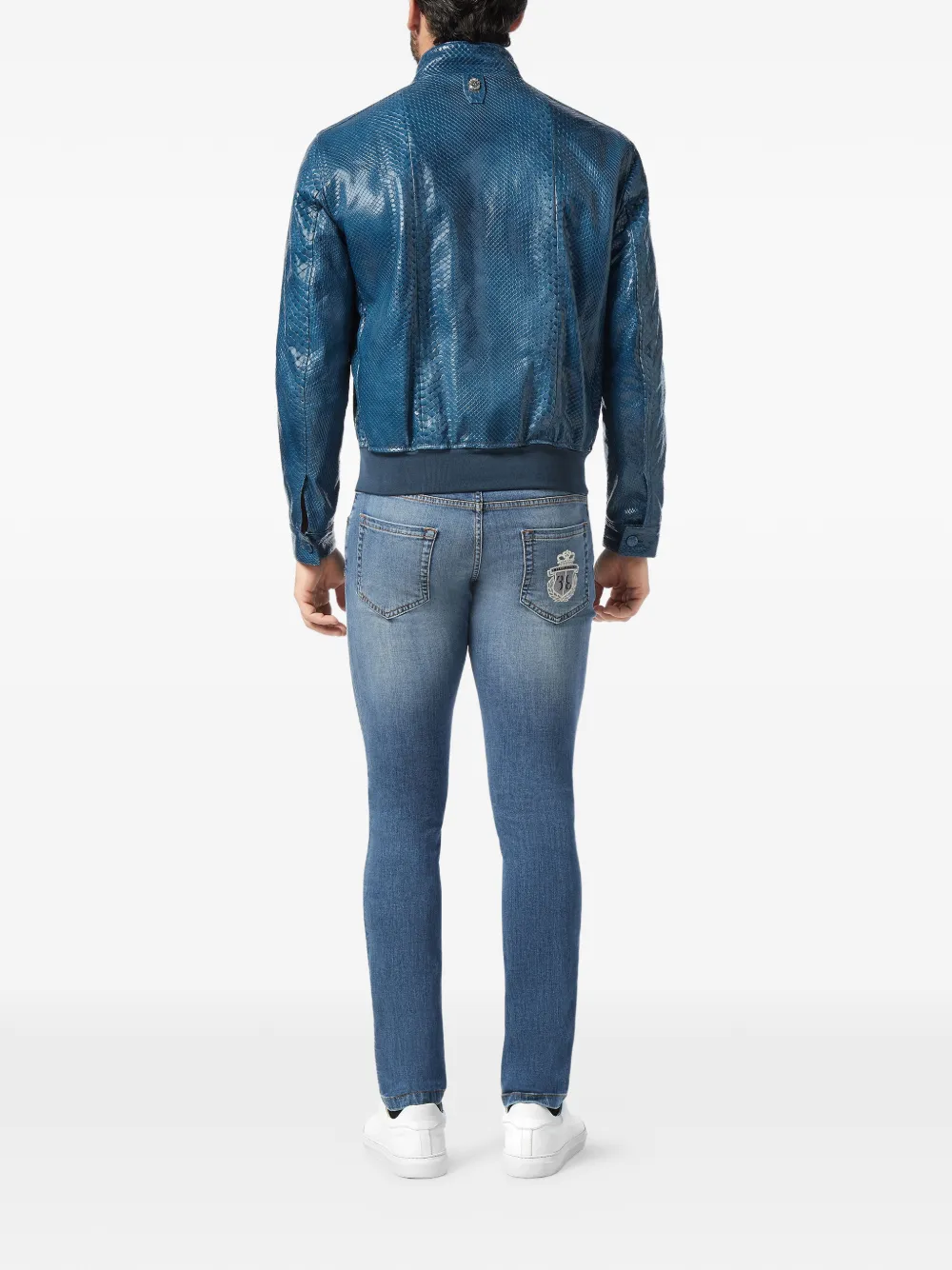 Billionaire Leren bomberjack Blauw