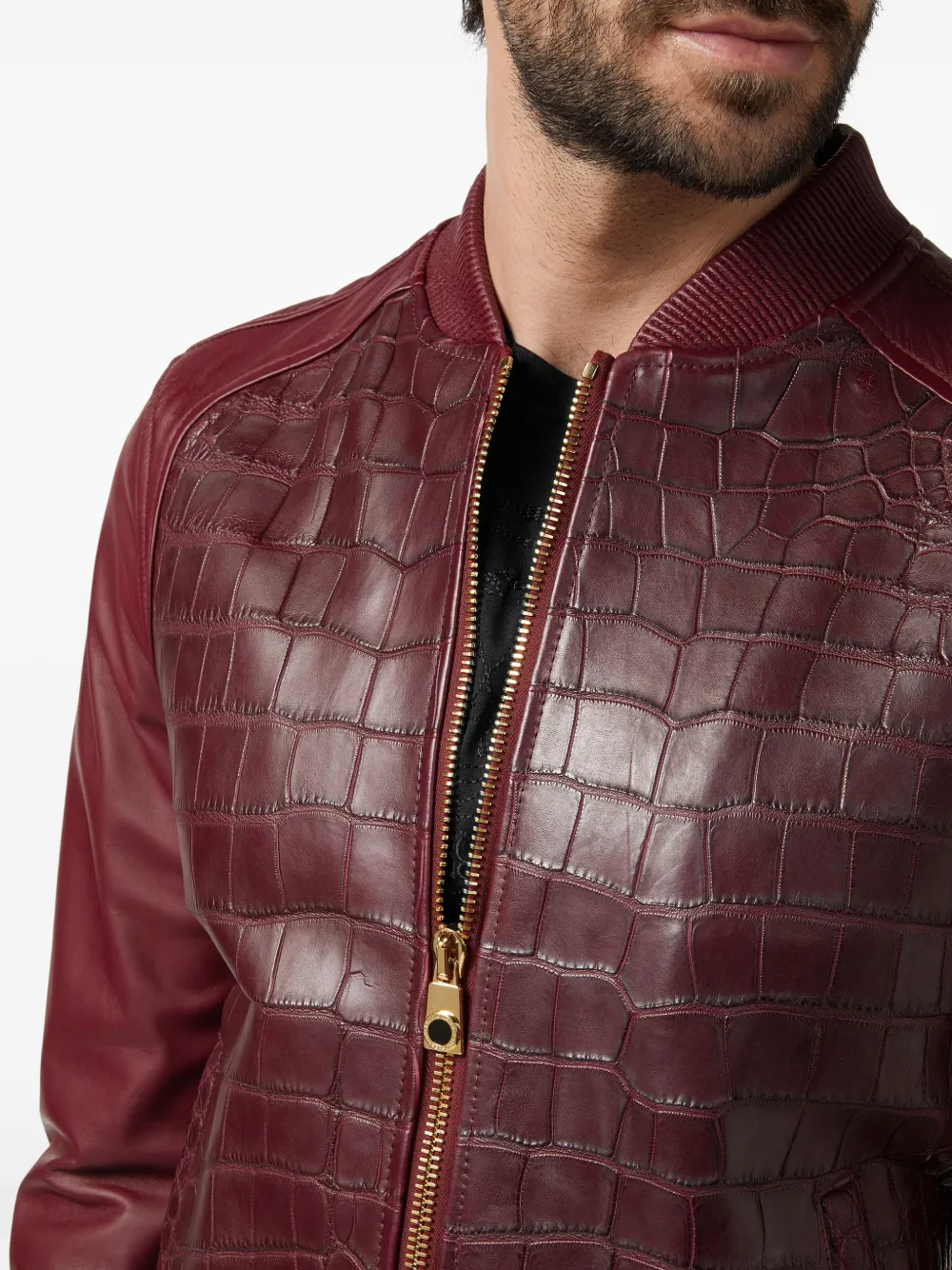Billionaire Leren bomberjack Rood