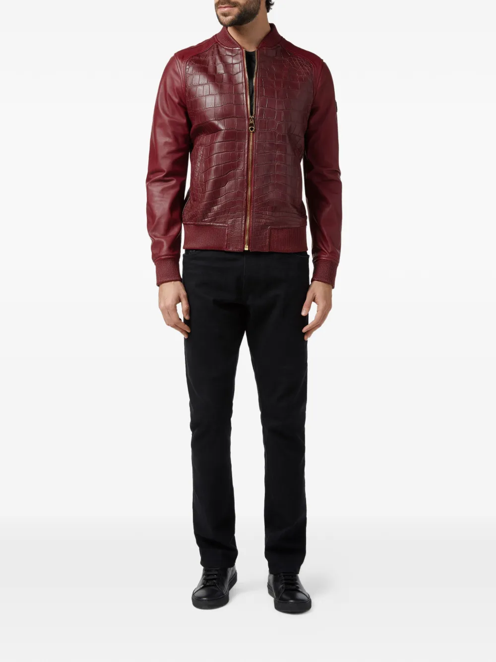 Billionaire Leren bomberjack Rood