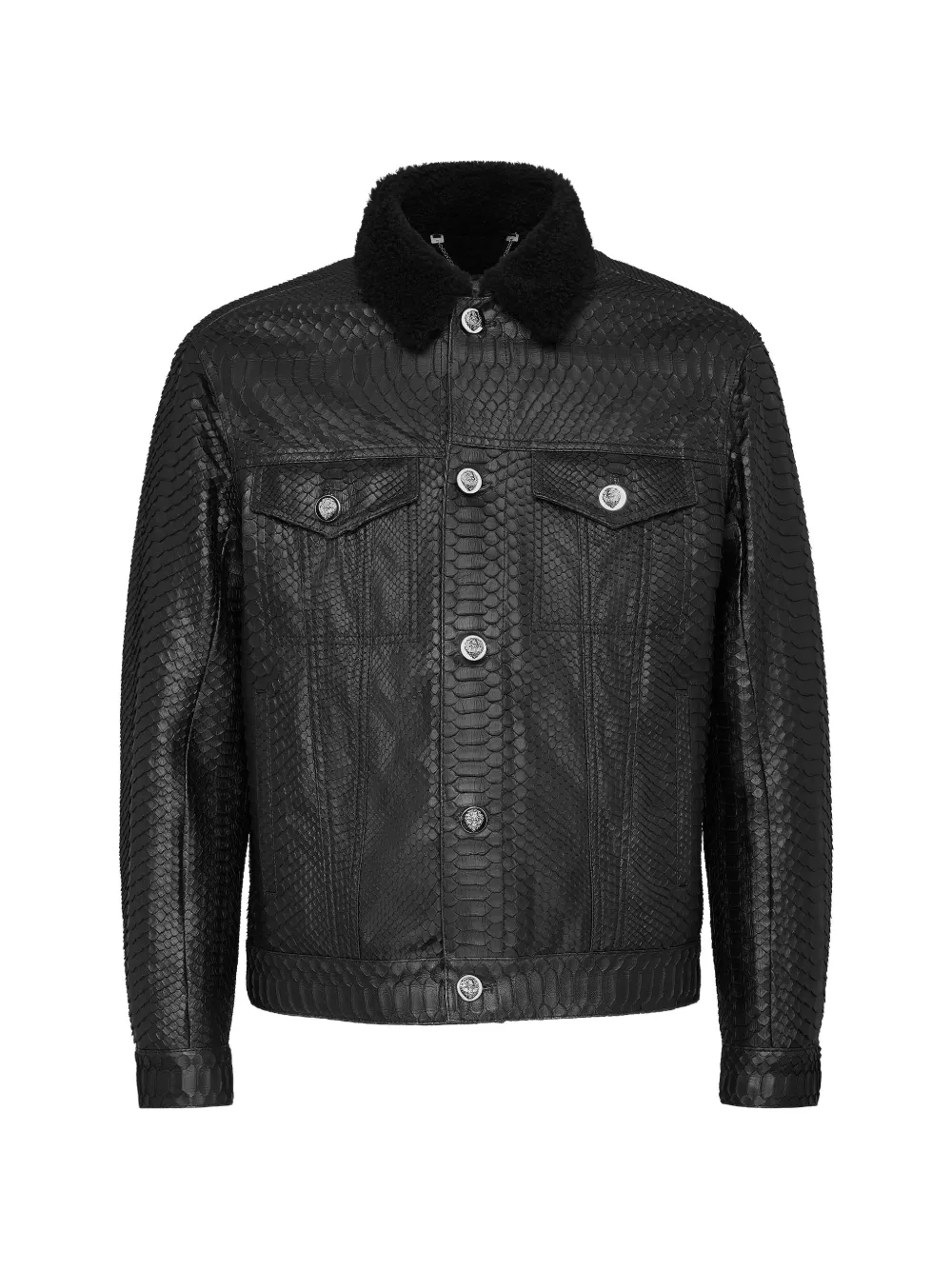 Billionaire python sheepskin worker jacket - Schwarz